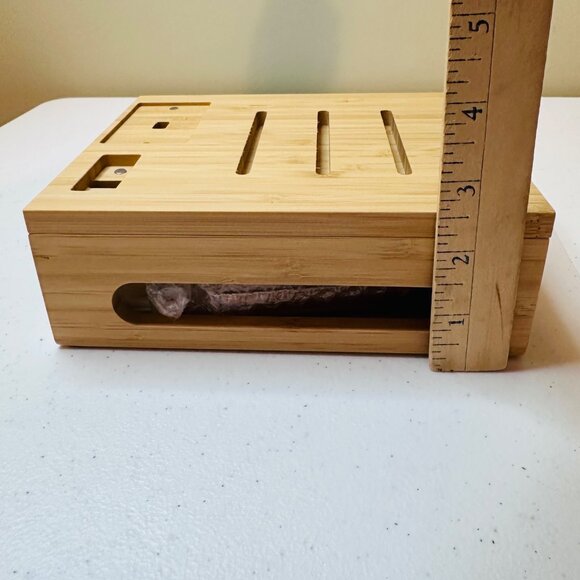 Bamboo Charging Station Multi Device Organizer Stand Space-Saving Design - Picture 15 of 16